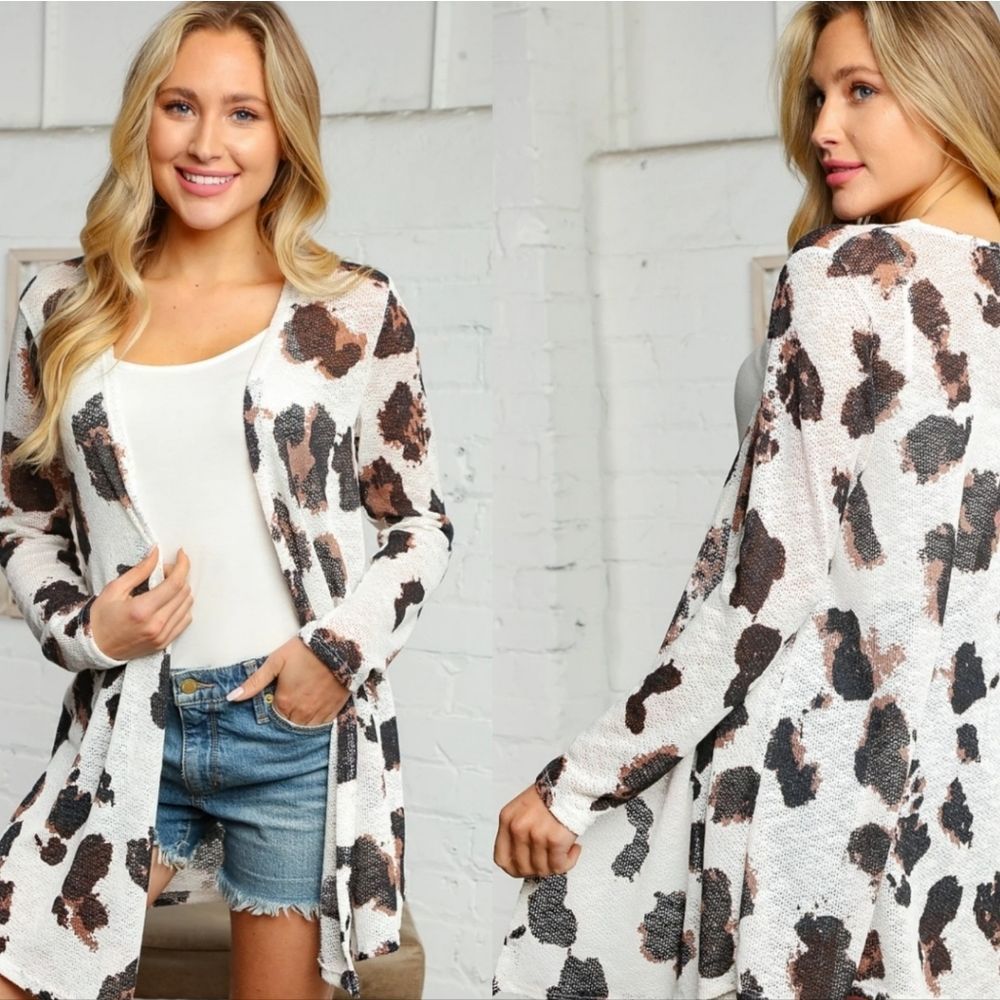 Ivory Animal Print Cardigan - Picture 2 of 5